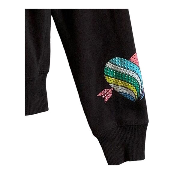 PINK Victorias Secret Jacket Womens S/P Black Logo Bling Sequin Hoodie Full Zip - Picture 4 of 14